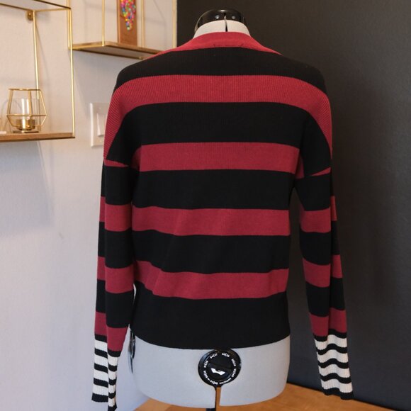 Evereve mid-weight striped red and black sweater -  Small - Picture 4 of 5